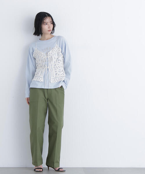 N.（N. Natural Beauty Basic）（エヌエヌナチュラルビューティーベーシック）の「カレッジロゴロンT（Tシャツ/カットソー・レディース・ライトブルー/オフホワイト/ネイビー・ﾌﾘ-）」の4枚目の写真