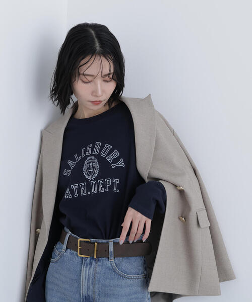 N.（N. Natural Beauty Basic）（エヌエヌナチュラルビューティーベーシック）の「カレッジロゴロンT（Tシャツ/カットソー・レディース・ライトブルー/オフホワイト/ネイビー・ﾌﾘ-）」の3枚目の写真