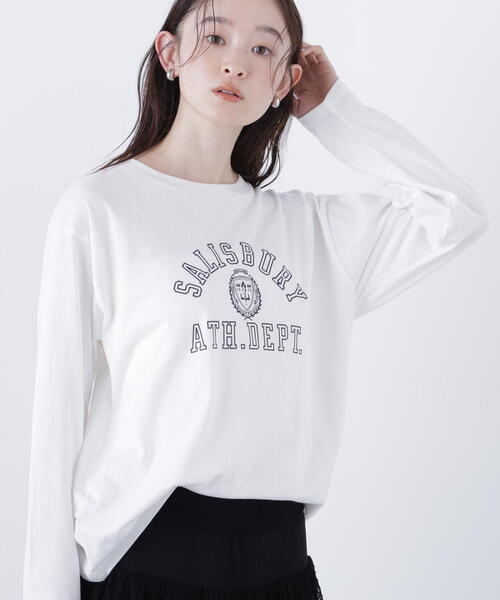 N.（N. Natural Beauty Basic）（エヌエヌナチュラルビューティーベーシック）の「カレッジロゴロンT（Tシャツ/カットソー・レディース・ライトブルー/オフホワイト/ネイビー・ﾌﾘ-）」の2枚目の写真