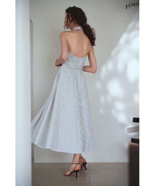 エステラケー　ホルターシャツドレス　ホワイト Delina Belted Dress ホルターシャツドレス（ワンピース）｜Estella.K