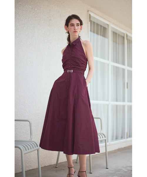 Estella.K(エステラケー)の「Delina Belted Dress ホルターシャツドレス(ワンピース・レディース・ホワイト系その他/ブルー系その他/ブラック系その他/ワイン系・FREE)」の20枚目の写真