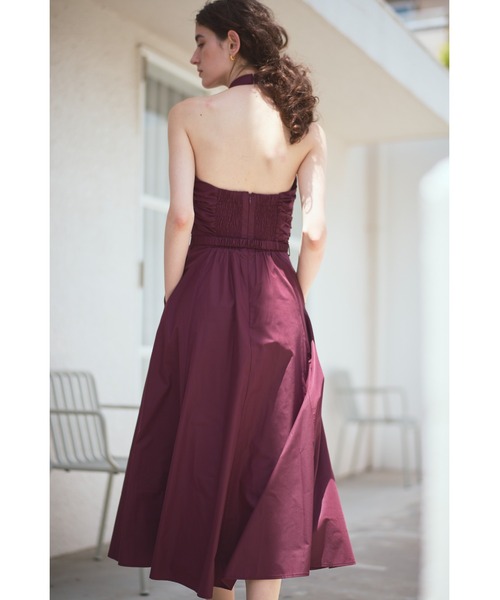 Estella.K(エステラケー)の「Delina Belted Dress ホルターシャツドレス(ワンピース・レディース・ホワイト系その他/ブルー系その他/ブラック系その他/ワイン系・FREE)」の14枚目の写真