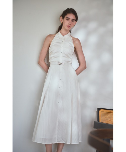 Estella.K(エステラケー)の「Delina Belted Dress ホルターシャツドレス(ワンピース・レディース・ホワイト系その他/ブルー系その他/ブラック系その他/ワイン系・FREE)」の7枚目の写真