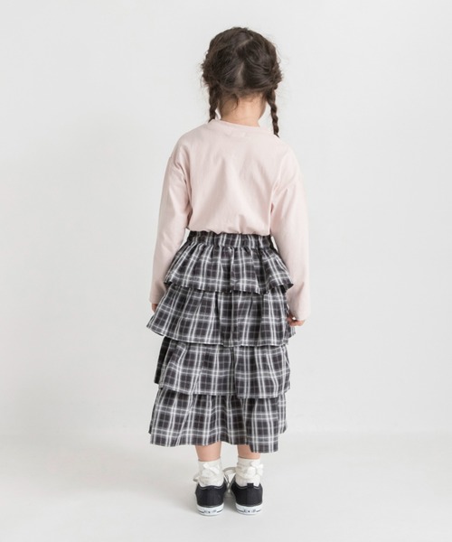 BRANSHES（ブランシェス）の「チェックティアードロングスカート（スカート・キッズ・サックスブルー/ブラック・S/L/M/XL）」の9枚目の写真