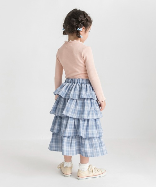 BRANSHES（ブランシェス）の「チェックティアードロングスカート（スカート・キッズ・サックスブルー/ブラック・S/L/M/XL）」の11枚目の写真