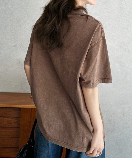 Eclat one（エクラワン）の「【Eclat one】ピグメント加工 ルーズ Tシャツ（Tシャツ/カットソー・レディース・ブラック/ライトグレー/ブラウン/ピンク・FREE）」の18枚目の写真