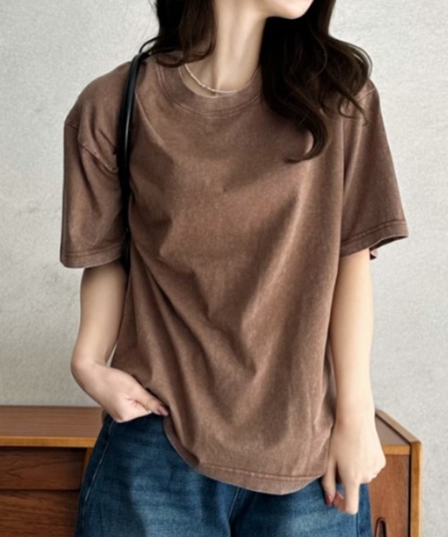 Eclat one（エクラワン）の「【Eclat one】ピグメント加工 ルーズ Tシャツ（Tシャツ/カットソー・レディース・ブラック/ライトグレー/ブラウン/ピンク・FREE）」の20枚目の写真