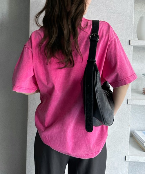 Eclat one（エクラワン）の「【Eclat one】ピグメント加工 ルーズ Tシャツ（Tシャツ/カットソー・レディース・ブラック/ライトグレー/ブラウン/ピンク・FREE）」の7枚目の写真