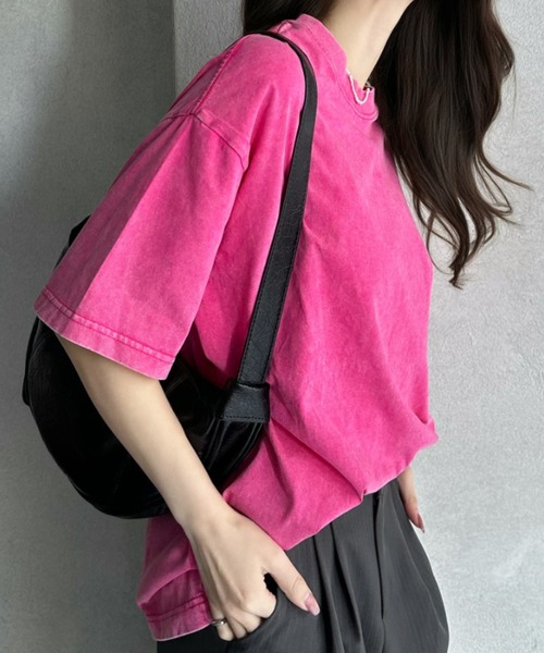 Eclat one（エクラワン）の「【Eclat one】ピグメント加工 ルーズ Tシャツ（Tシャツ/カットソー・レディース・ブラック/ライトグレー/ブラウン/ピンク・FREE）」の6枚目の写真
