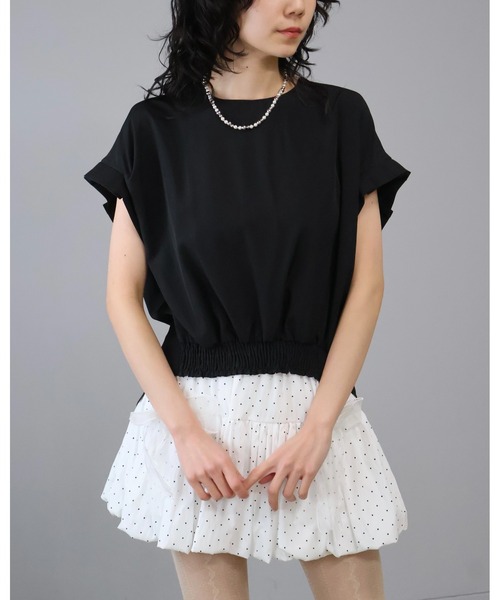 Doumoi(ドゥモエ)の「バックスリットリボンシャーリングデザイン ブラウス(Tシャツ/カットソー・レディース・ホワイト/ブラック・FREE)」の20枚目の写真