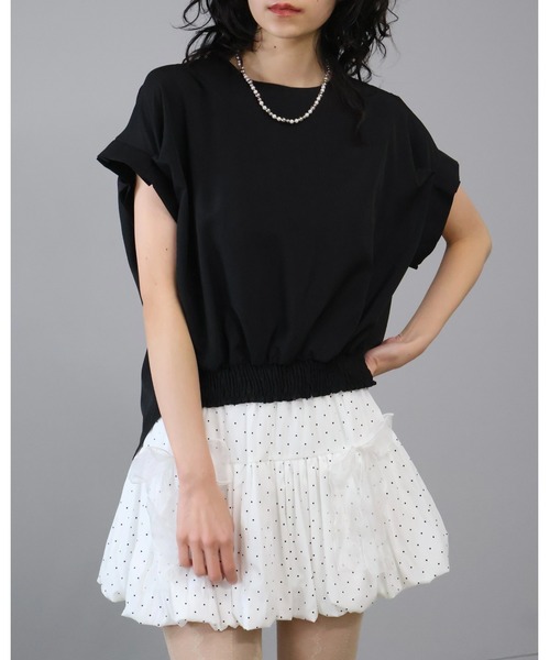Doumoi(ドゥモエ)の「バックスリットリボンシャーリングデザイン ブラウス(Tシャツ/カットソー・レディース・ホワイト/ブラック・FREE)」の21枚目の写真