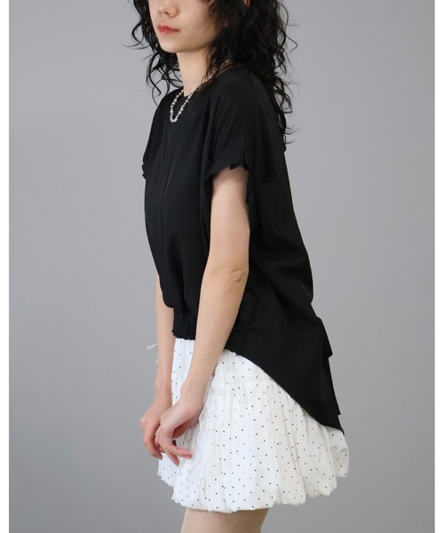 Doumoi(ドゥモエ)の「バックスリットリボンシャーリングデザイン ブラウス(Tシャツ/カットソー・レディース・ホワイト/ブラック・FREE)」の22枚目の写真