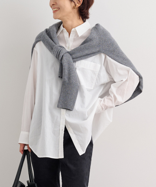 JOURNAL STANDARD relume（ジャーナルスタンダード　レリューム）の「《WEB限定追加》バイオウォッシュオーバーサイズシャツ（シャツ/ブラウス・レディース・ブルー系その他/ホワイト・FREE）」の2枚目の写真