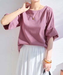 Viola e Viola（ヴィオラエヴィオラ）の「ちゃっかり細見え！デザイン袖トップス（Tシャツ/カットソー）」