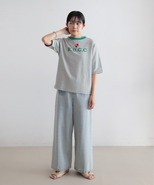 Blanc Bleu Minuit(ブランブルーミニュイ)の「ミニ裏毛ワッペン付き 6分袖プルオーバー(Tシャツ/カットソー・レディース・グレー/ホワイト・FREE)」の11枚目の写真