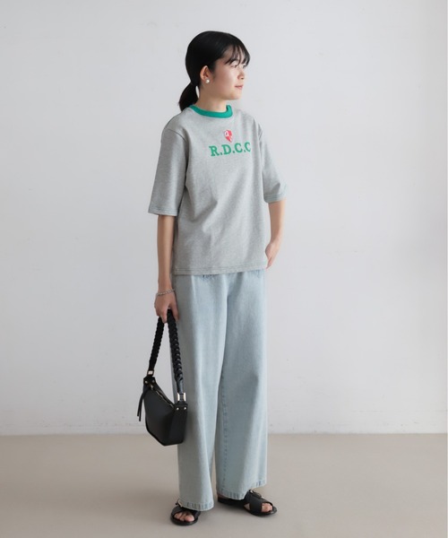 Blanc Bleu Minuit(ブランブルーミニュイ)の「ミニ裏毛ワッペン付き 6分袖プルオーバー(Tシャツ/カットソー・レディース・グレー/ホワイト・FREE)」の12枚目の写真