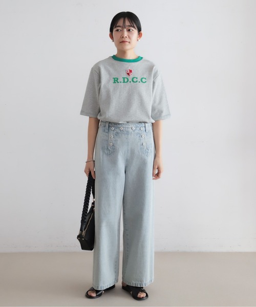 Blanc Bleu Minuit(ブランブルーミニュイ)の「ミニ裏毛ワッペン付き 6分袖プルオーバー(Tシャツ/カットソー・レディース・グレー/ホワイト・FREE)」の15枚目の写真