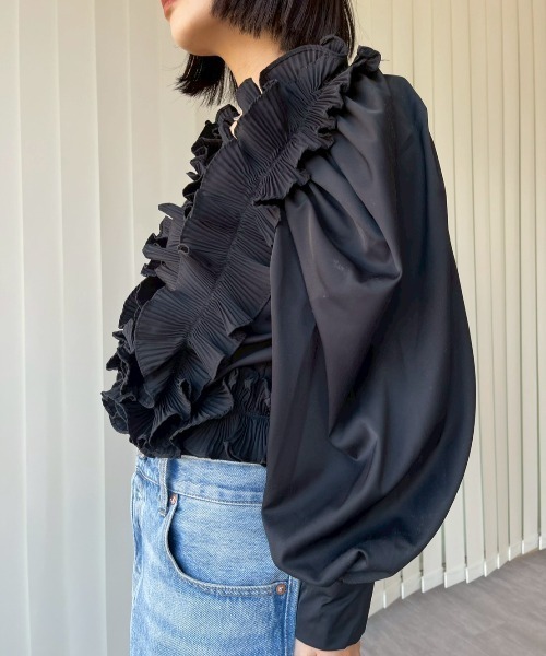 AMAIL(アマイル)の「Voluminous Frill Blouse(シャツ/ブラウス・レディース・ホワイト/ブラック・FREE)」の8枚目の写真
