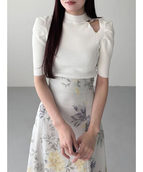 MERCURYDUO（マーキュリーデュオ）の「モチーフパーツカットアウトニット（ニット/セーター・レディース・オフホワイト/ブラック/ブルー・FREE）」の8枚目の写真