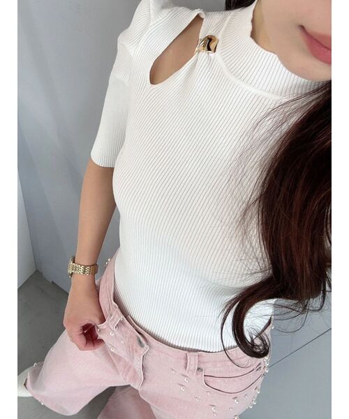 MERCURYDUO（マーキュリーデュオ）の「モチーフパーツカットアウトニット（ニット/セーター・レディース・オフホワイト/ブラック/ブルー・FREE）」の22枚目の写真