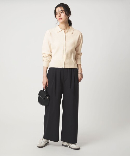 green label relaxing（グリーンレーベルリラクシング）の「ブークレ ポロカーディガン ウォッシャブル（カーディガン/ボレロ・レディース・ブラック/オフホワイト/ライトピンク・FREE）」の9枚目の写真