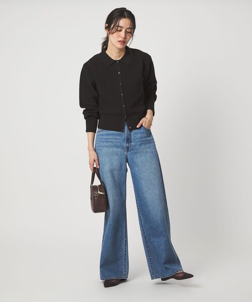 green label relaxing（グリーンレーベルリラクシング）の「ブークレ ポロカーディガン ウォッシャブル（カーディガン/ボレロ・レディース・ブラック/オフホワイト/ライトピンク・FREE）」の13枚目の写真