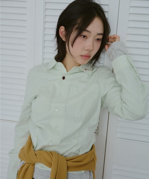 common gull products.（コモンガルプロダクツ）の「春の誤差なタイトシャツ（シャツ/ブラウス・レディース・ホワイト系/サックスブルー系/ミント・MEDIUM/LARGE/SMALL）」の2枚目の写真