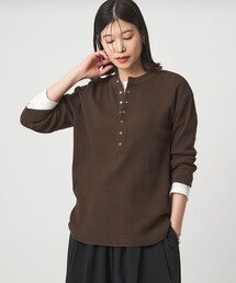 green label relaxing | 【WEB限定】<at ease>ワッフル ヘンリーネック 5分袖 カットソー(Tシャツ/カットソー)