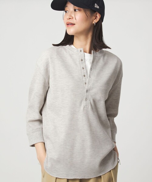 セール】【WEB限定】＜at ease＞ワッフル ヘンリーネック 5分袖