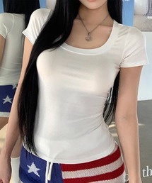 Uネック半袖Tシャツ