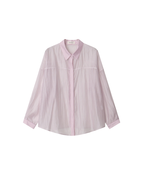 MAYVERU(メイバーユー)の「Amiron See-through Stripe shirts _ Pink(シャツ/ブラウス・レディース・その他・FREE)」の3枚目の写真