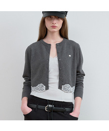LACE KNIT CARDIGAN M/CHARCOAL