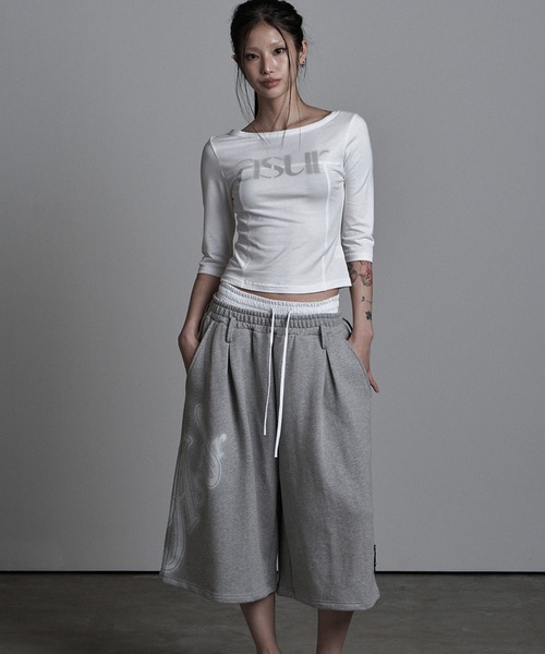 Ada.(エイダ)の「◇ASYOUARE◇サギング フレア バミューダ パンツ SAGGING FLARE BERMUDA PANTS(その他パンツ・レディース・グレー/ブラック・FREE)」の15枚目の写真