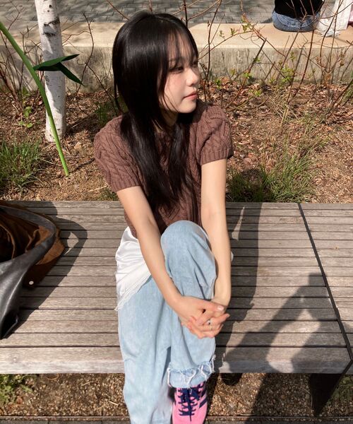 DEHEVE（デヘヴェ）の「Half Sleeve Cable Knit [Brown]（ニット/セーター・レディース・ブラウン・FREE）」の10枚目の写真