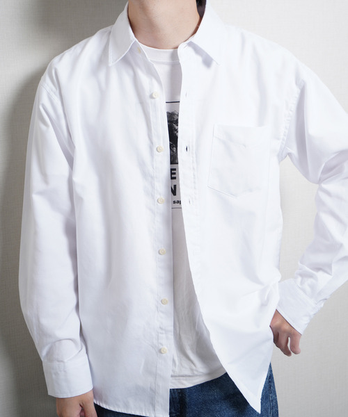 ZIP FIVE（ジップファイブ）の「オックスフォード 無地＆ストライプ 2タイプ　長袖シャツ（シャツ/ブラウス・メンズ・ブルー/グレー/ブルー系/ホワイト・MEDIUM/LARGE/X-LARGE）」の2枚目の写真