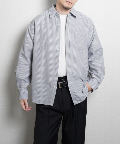 ZIP FIVE（ジップファイブ）の「オックスフォード 無地＆ストライプ 2タイプ　長袖シャツ（シャツ/ブラウス・メンズ・ブルー/グレー/ブルー系/ホワイト・MEDIUM/LARGE/X-LARGE）」の19枚目の写真