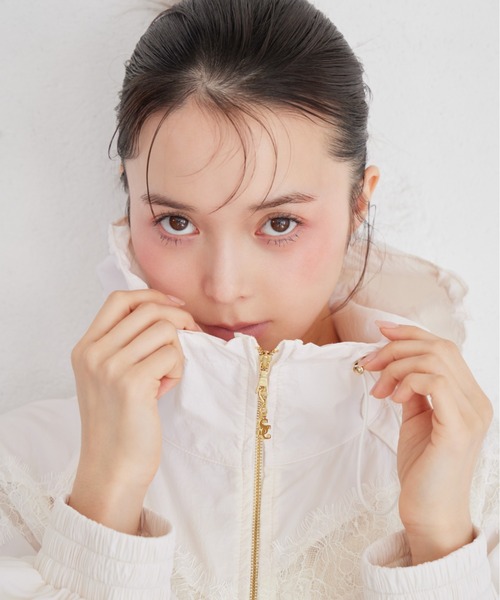 SNIDEL（スナイデル）の「【Chacott】コラボナイロンレースブルゾン（ブルゾン・レディース・ライム/ピンク/オフホワイト・F）」の4枚目の写真