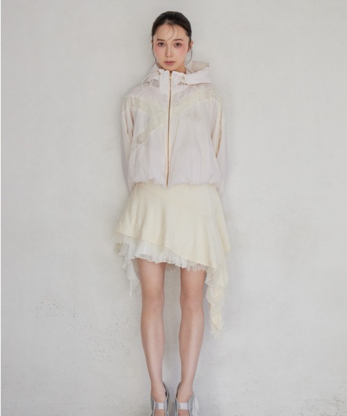 SNIDEL（スナイデル）の「【Chacott】コラボナイロンレースブルゾン（ブルゾン・レディース・ライム/ピンク/オフホワイト・F）」の5枚目の写真