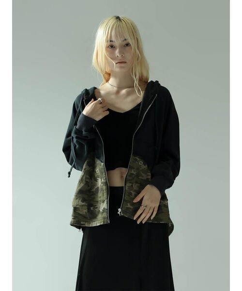 :ETHROF(イーサオブ)の「MILITARY DOCKING ZIP HOODIE(パーカー・レディース・ネイビー/杢グレー・MEDIUM)」の10枚目の写真
