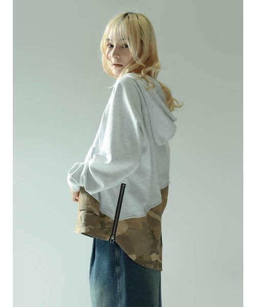 :ETHROF(イーサオブ)の「MILITARY DOCKING ZIP HOODIE(パーカー・レディース・ネイビー/杢グレー・MEDIUM)」の6枚目の写真