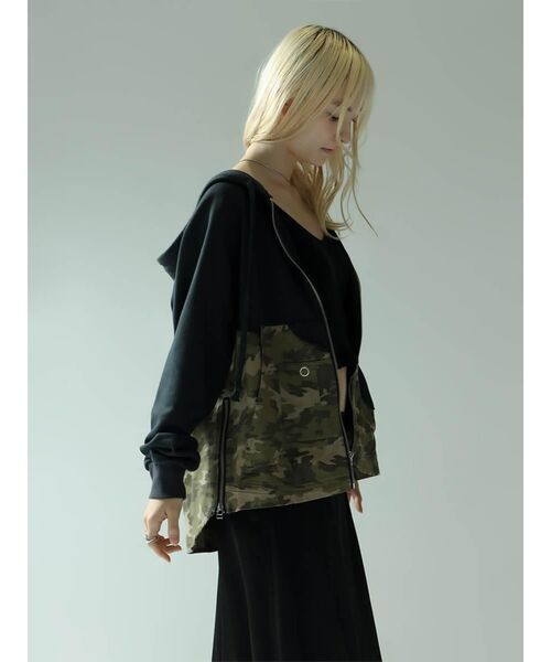 :ETHROF(イーサオブ)の「MILITARY DOCKING ZIP HOODIE(パーカー・レディース・ネイビー/杢グレー・MEDIUM)」の11枚目の写真