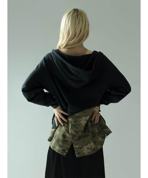 :ETHROF(イーサオブ)の「MILITARY DOCKING ZIP HOODIE(パーカー・レディース・ネイビー/杢グレー・MEDIUM)」の13枚目の写真