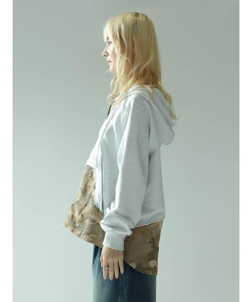 :ETHROF(イーサオブ)の「MILITARY DOCKING ZIP HOODIE(パーカー・レディース・ネイビー/杢グレー・MEDIUM)」の8枚目の写真