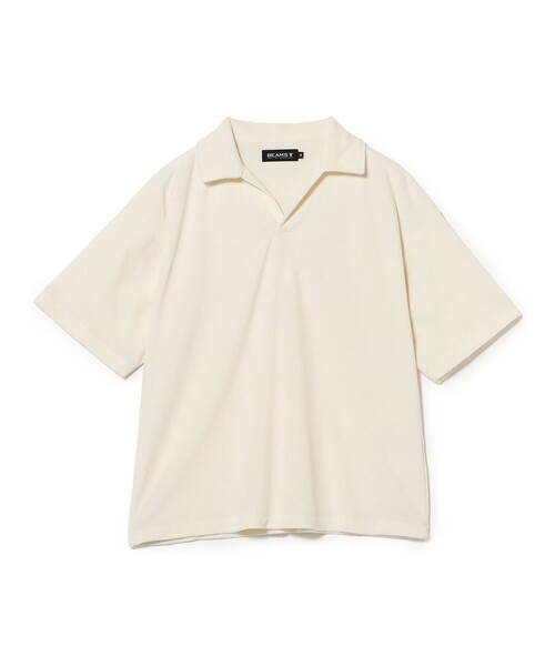 BEAMS T(ビームスティー)の「PILE SKIPPER SHIRT(ポロシャツ・メンズ・ナチュラル/ブラック・L/XL/M/S)」の3枚目の写真