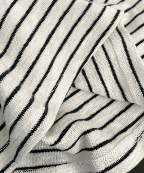 DAY CLOSET（デイ クローゼット）の「【伸縮性有】長袖 ボーダー柄 ヘンリーネック カットソー レディース（Tシャツ/カットソー・レディース・ホワイト系その他/ブラック系その他・L/M）」の6枚目の写真