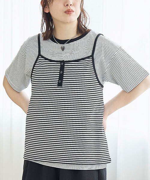 coen(コーエン)の「【セットアイテム】ヘンリーネックキャミ アソートTシャツセット(Tシャツ/カットソー・レディース・ナチュラル/ブラウン/その他1/その他2・M/L)」の3枚目の写真