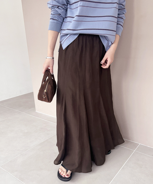 JOURNAL STANDARD（ジャーナルスタンダード）の「《追加》シアーレーヨンリネンスカート（スカート・レディース・ブラック/ライトグレー/ブラウン/レッド・FREE）」の3枚目の写真