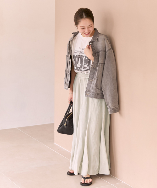 JOURNAL STANDARD（ジャーナルスタンダード）の「《追加》シアーレーヨンリネンスカート（スカート・レディース・ブラック/ライトグレー/ブラウン/レッド・FREE）」の7枚目の写真