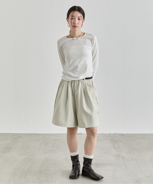 NUJOH（ヌゾ）の「Bermuda Half Pants / バミューダハーフパンツ（その他パンツ・レディース・チャコールグレー/ブラック/ホワイト/ベージュ・FREE）」の4枚目の写真