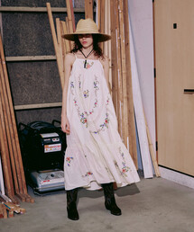 Freada | Freada/フリーダ インド フラワー クロス刺繍 レース キャミドレス(ワンピース)